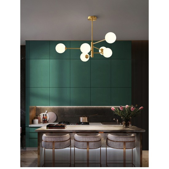 Modern Glass Ball Led Ceiling Chandelier Black Gold for Bedroom Living Dining Room Table Pendant Lamp Lusters Luminaire Lighting