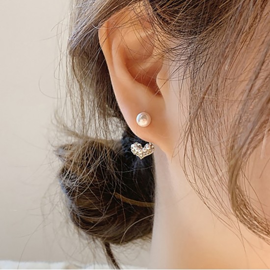 Pearl Heart-shaped Earrings Korea Elegant Simple Accessories Party Exquisite Jewelry For Woman Girls Gift