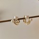 New Simple Celebrity Style Gold Pearl Stud Earrings For Woman 2021 Korean Fashion Jewelry Wedding Girl's Sweet Accessories